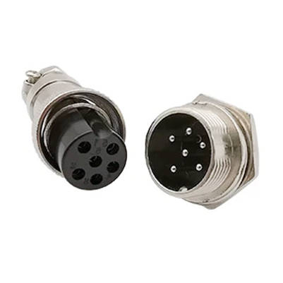 CONECTOR MACHO HEMBRA MICROFONO CB 6 PINES AVIACION GX16