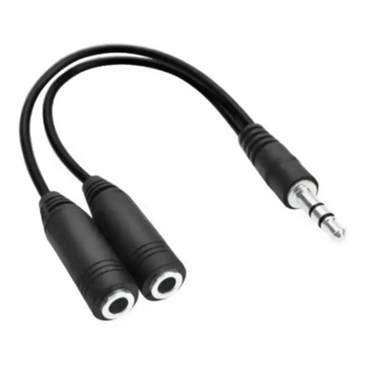 ADAPTADOR MACHO 3.5MM ESTEREO A 2 HEMBRAS 3.5MM ESTEREO 2 AUDIFONOS