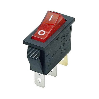 SWITCH ROCKER 20A 125V 3 PINES CON LUZ DELGADO 2500W KCD3