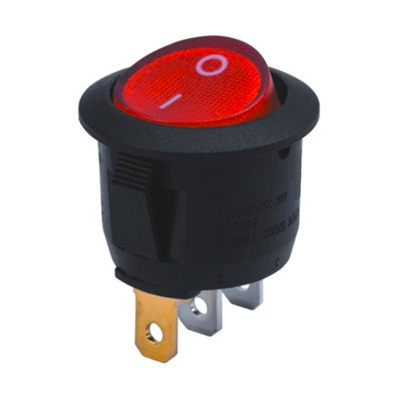 SWITCH MINI ROCKER 10A 125V 3 PINES REDONDO CON LUZ ON-OFF