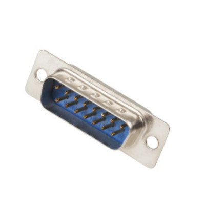 CONECTOR MACHO PLUG DB15 2 LINEAS PARA SOLDAR SIN COBERTOR METAL PLATEADO