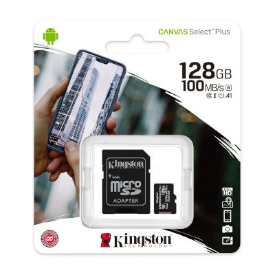 MEMORIA MICRO SD 128GB CON ADAPTADOR KINGSTON CANVAS SELECT PLUS