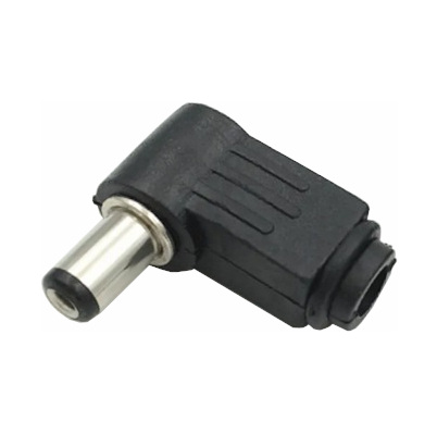 CONECTOR MACHO PLUG DC 2.1X5.5X9 MM ANGULO RECTO PLASTICO