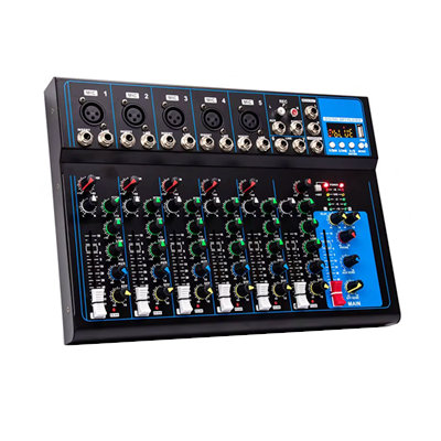 MEZCLADORA MIXER 7 CANALES CON USB/MP3 F-7 MIXING CONSOLE