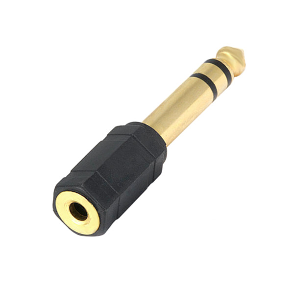 ADAPTADOR DORADO HEMBRA 3.5MM ESTEREO A MACHO 1/4 6,3MM ESTEREO PLASTICO