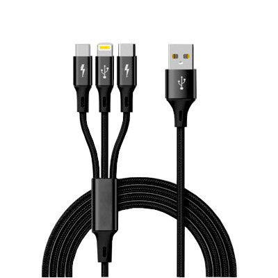 CABLE USB 3 EN 1  PARA CARGA (MICRO/LIGHTNING/TIPO-C) T-XS6 1.2M