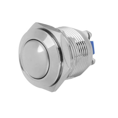 SWITCH PULSADOR CON BLOQUEO METALICO CABEZA REDONDA 19MM SPST N.O 2A 250V