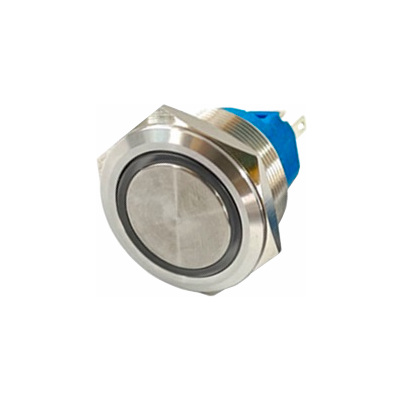 SWITCH PULSADOR METALICO 25MM CON LUZ LED 12-24V