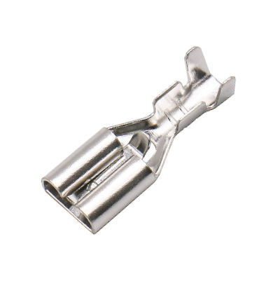 TERMINAL HEMBRA LATON FASTON PALA CON RETENEDOR  .250  6.3MM  PLATEADO