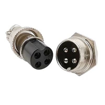 CONECTOR MACHO HEMBRA MICROFONO CB 4 PINES AVIACION GX16
