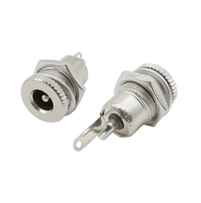 CONECTOR HEMBRA JACK DC 2.1X5.5MM METALICO CON ROSCA CHASIS