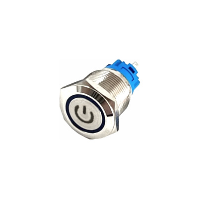  SWITCH PULSADOR METALICO 19MM CON LUZ LED 12-24V