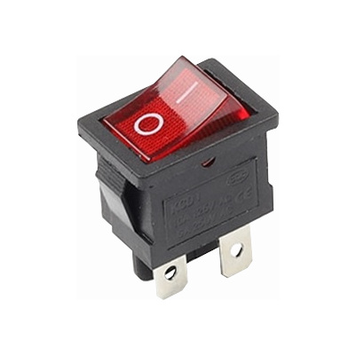SWITCH MINI ROCKER 21X15MM 10A 125V 4 PINES CON LUZ ON-OFF KCD1-104N