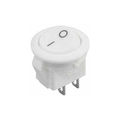 SWITCH MINI ROCKER 6A 125V 2 PINES 16MM REDONDO BLANCO KCD1-2