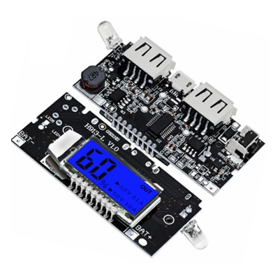 CARGADOR BATERIAS 18650 CON LCD DOBLE USB 1A/2.1A