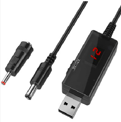 CONVERTIDOR DE VOLTAJE DC-DC STEP UP USB 5V A 9V DC y 12V CONECTOR DC 2.1MM+1.35MM
